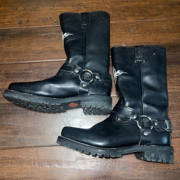 Harley Davidson Leather Motorcycle Harness Boots Black Please Look For Measurme. main image 6
